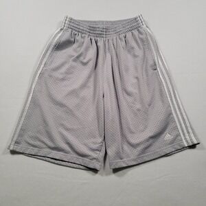 Adidas Men Y2K Mesh Basketball Shorts Large Gray 3 Stripe Athletic Gym